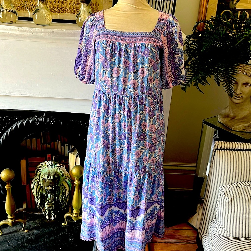 THML Purple and Pink Floral Maxi Dress